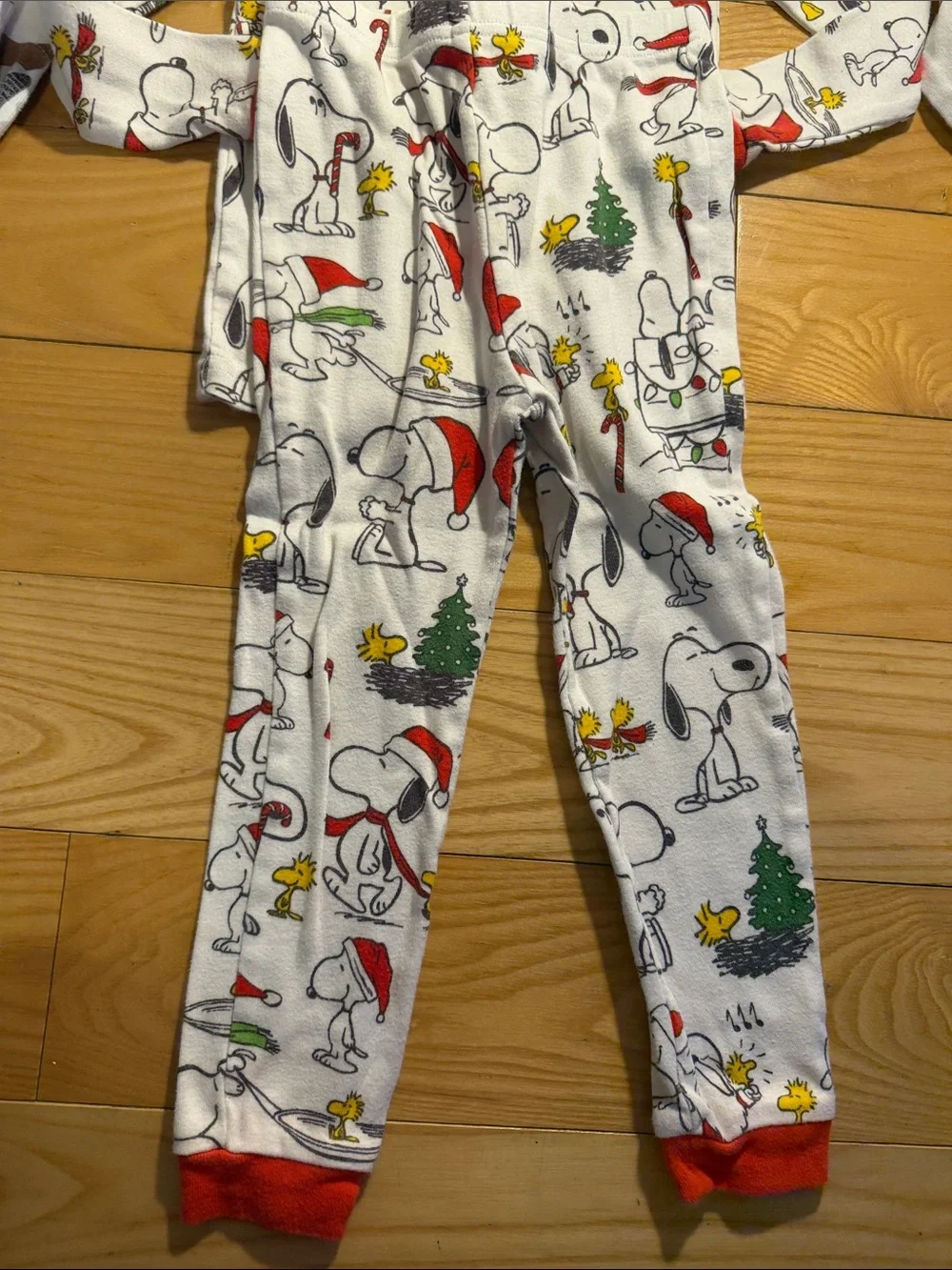 Pottery Barn Kids White Holiday Character Pajama Set with Red Trim